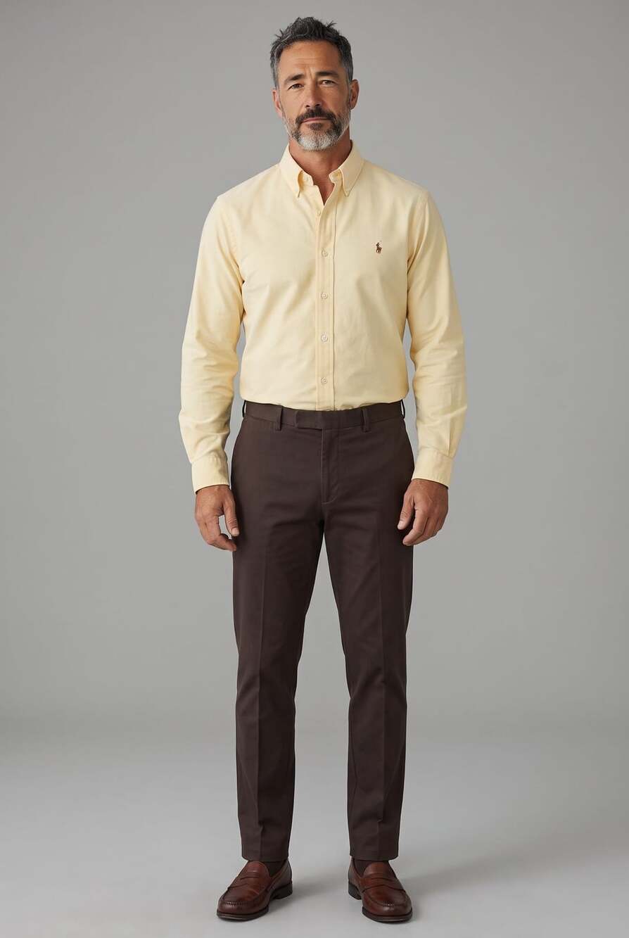 Ralph Lauren Button Down Shirt Size M Yellow Oxford Long Sleeve (Med)